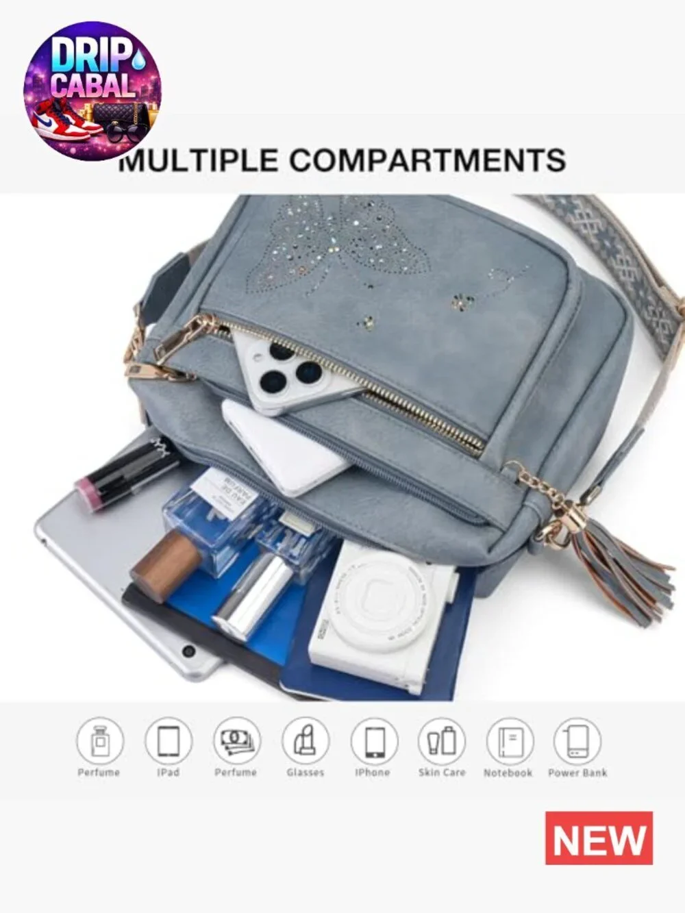 Crossbody Bag for Women Trendy Leather Purse Shoulder Handbag Butterfly Design